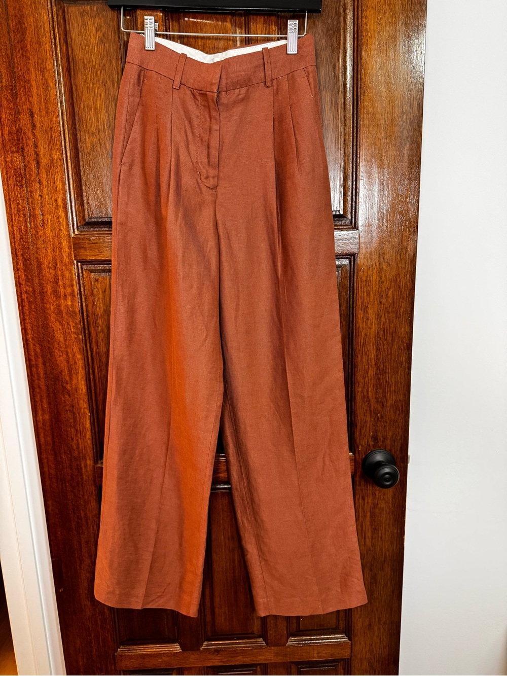 Wilfred Wide-Leg Trousers in Rust Brown